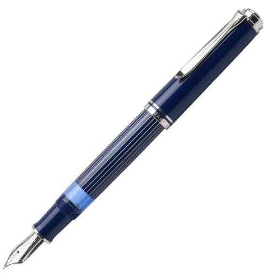 Pelikan Fountain Pen F Fine Nib Souveraen Metal Stripe Blue M815 Limited Edition Official Import