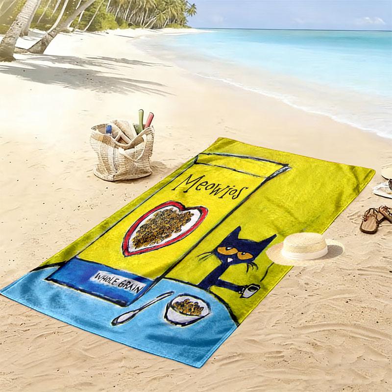 Pete Cat Dream  Print Beach Towel, Large Soft Quick Dry Towel for Beach Camping Swimming