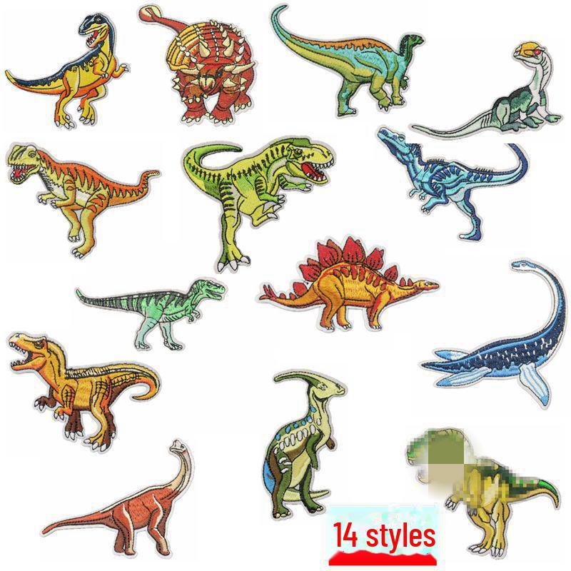 Вышитая нашивка с изображением динозавра - украшение для одежды, нашивка на ткань с термонаклейкой