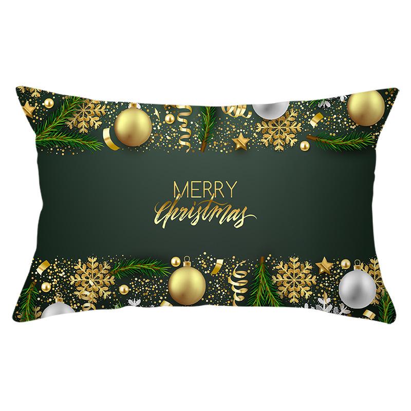 Green Series Christmas Peach Skin Printed Waist Pillowcase Square Sofa Pillowcase Office Pillowcase