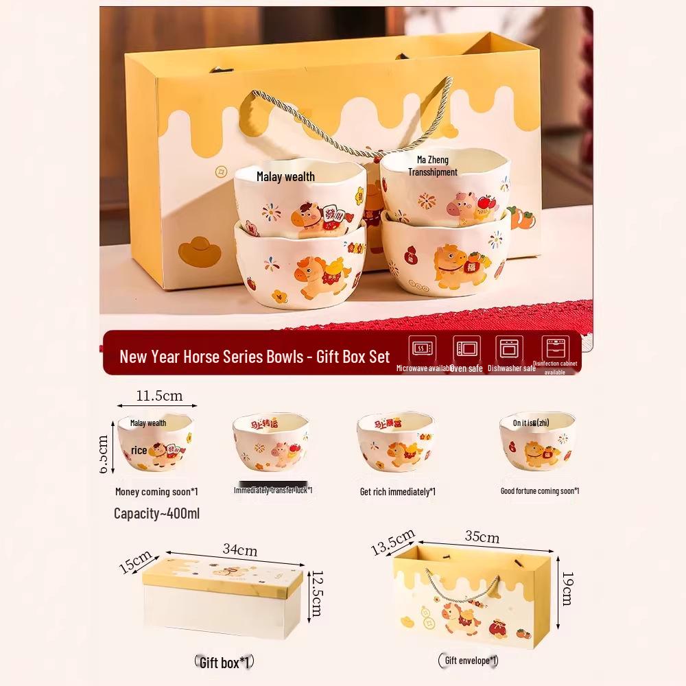 

2026 Year of the Horse Rice Bowl: Cute Zodiac Gift for Housewarming or New Home.