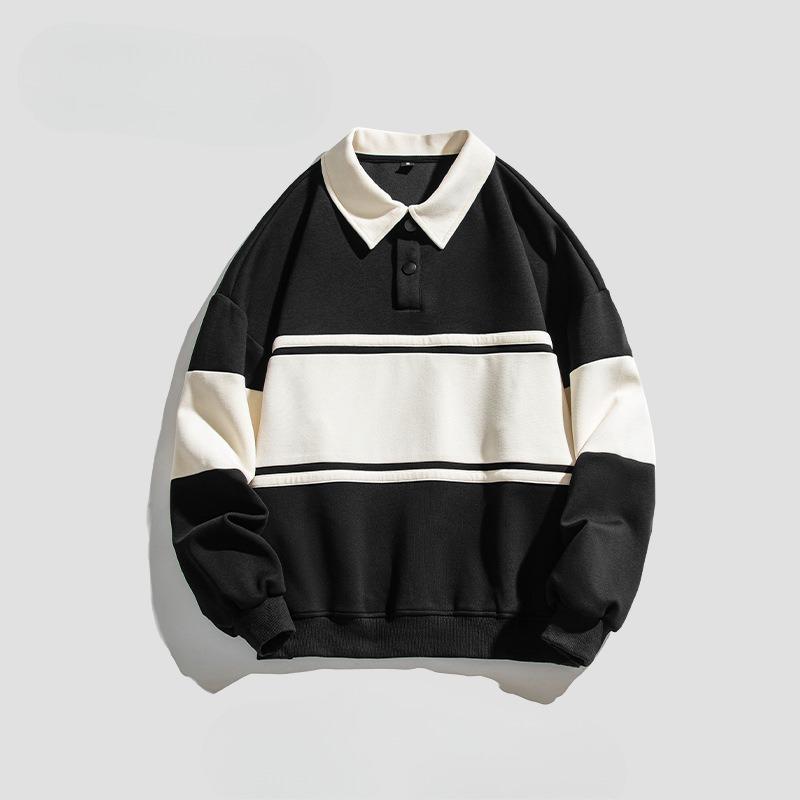 Spring and Autumn Men's New American Style Retro Loose Polo Sweater