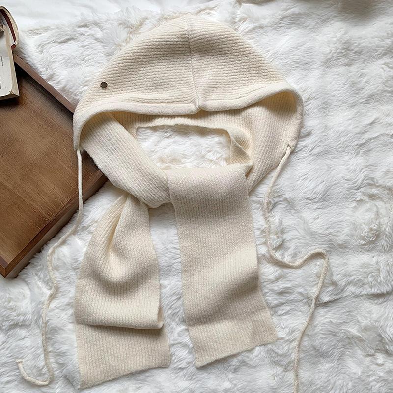 Hat Autumn and Winter Fashion Versatile Hat Scarf Integrated Warm Knitted Wool Hat Scarf