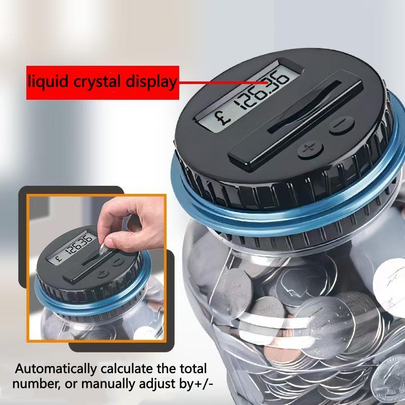 1 Stück Elektronisches Sparschwein Digitale LCD Zählende Münzspardose Eimer Glas Münzaufbewahrungsbox Für USD EURO Geld Geschenke Kind Aufbewahrung