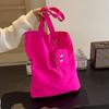 With Storage Bag Solid Color Shoulder Bag Shopping Bag Colorful Handbag  Streetwear