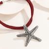 Punk Boho Colorful Metal Oil Drop Big Starfish Pendant Rope Chain Summer Necklace For Women Summer Jewelry Gift