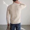 STREETRICH New Men's Cable Knit Half Zip Sweater Casual Stand Collar Knitted Pullover Warm Winter Cardigan Jacket Outerwear Coat for Men
