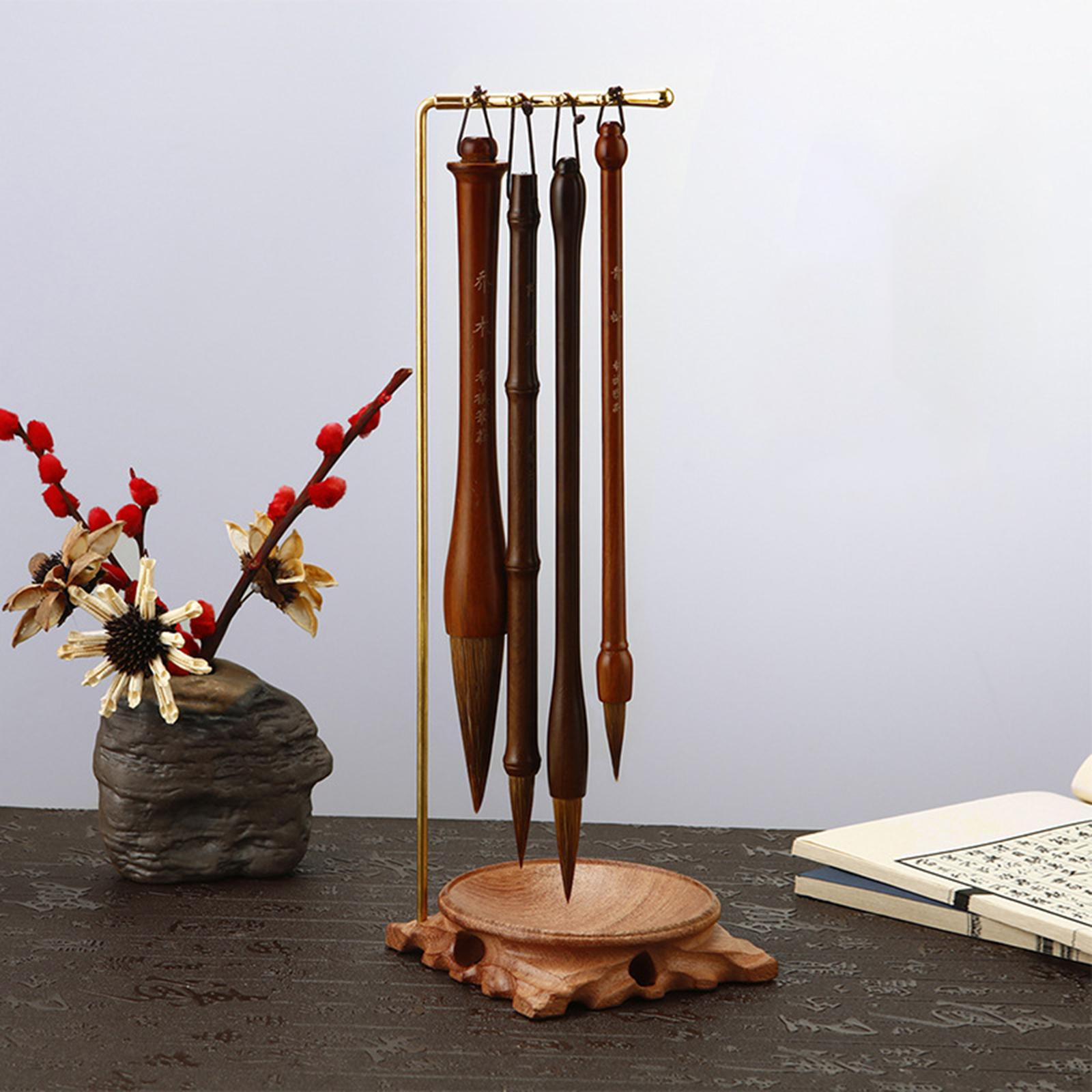 

Металлическая подставка в форме 7 для каллиграфической ручки и музыкальной подвески с деревянным основанием No Wind Chime