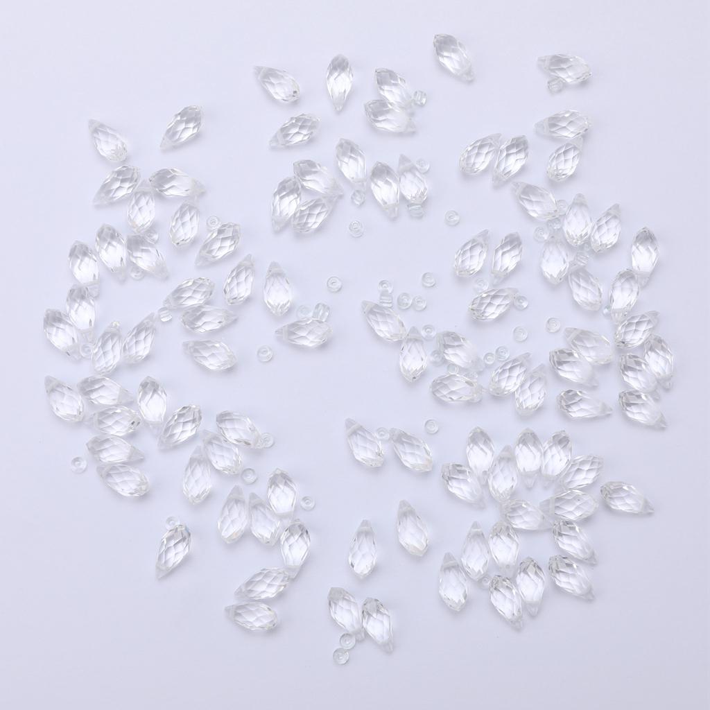 100x Crystal Glass Faceted Beads Charm Pendants Drilled DIY Craft Clear