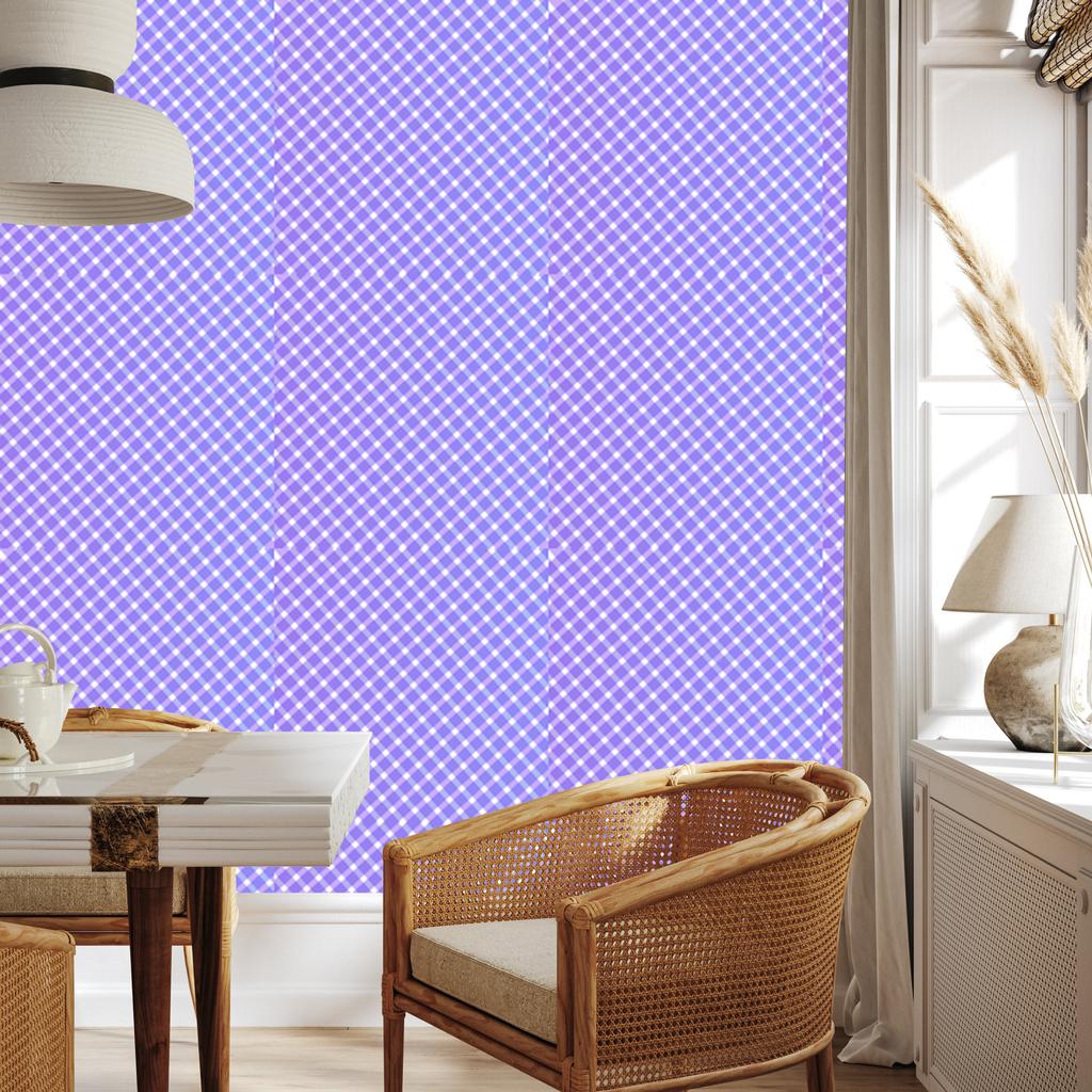 Blue and Lavender Checkered Wallpaper for Living Room and Bedroom 50x1000