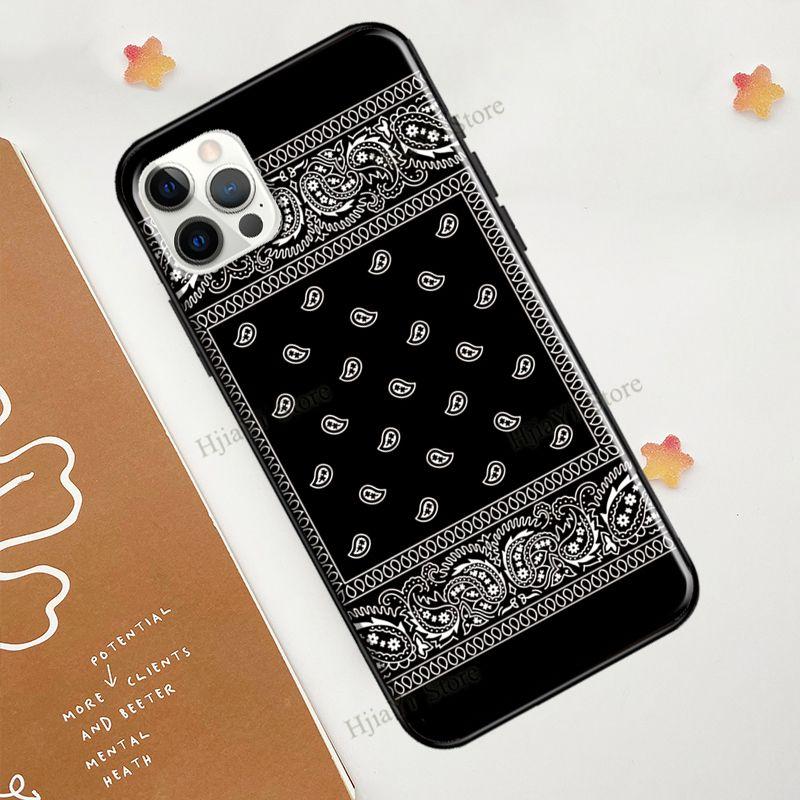 

Черный чехол-бандана с бесшовным узором для iPhone 12 Pro Max 13 mini для iPhone XR XS X SE 2020 7 8 Plus 11 Pro Max iphone 5 5S SE