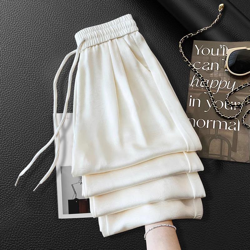 Beige Women's Wide-Leg Pants: Spring/Summer 2025 Lazy Style, Loose, Slimming & Comfortable.