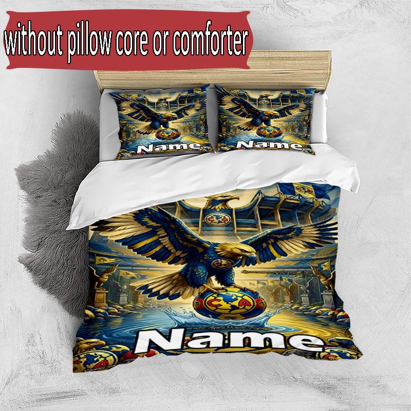 3pcs Duvet Cover Set (1*Duvet Cover + 2*Pillowcase, Without Core), Custom Name Cardiff City FC Pattern Bedding Set, Home Bedroom Decor Gift