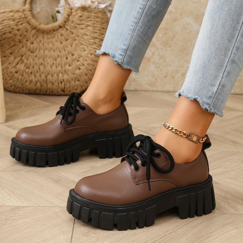 Fashion Women's Thick Heel Shoes Spring New Round Head Deep Mouth Front Strap Thick Sole Anti-slip Wear-resistant Low-top Shoes