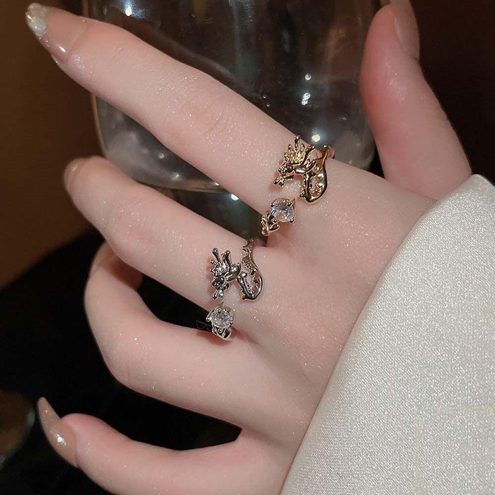 

Opening Adjustable Dragon Ring Jewelry Accessories Dragon Zircon Ring Dragon Open Rings Gifts золотой