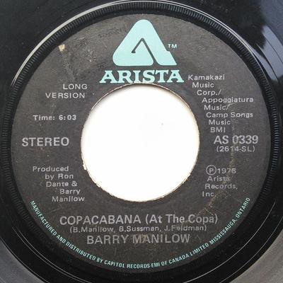 7inch Record BARRY MANILOW - Copacabana (At The Copa) AS0339 Arista 1978 Canada Latin Used