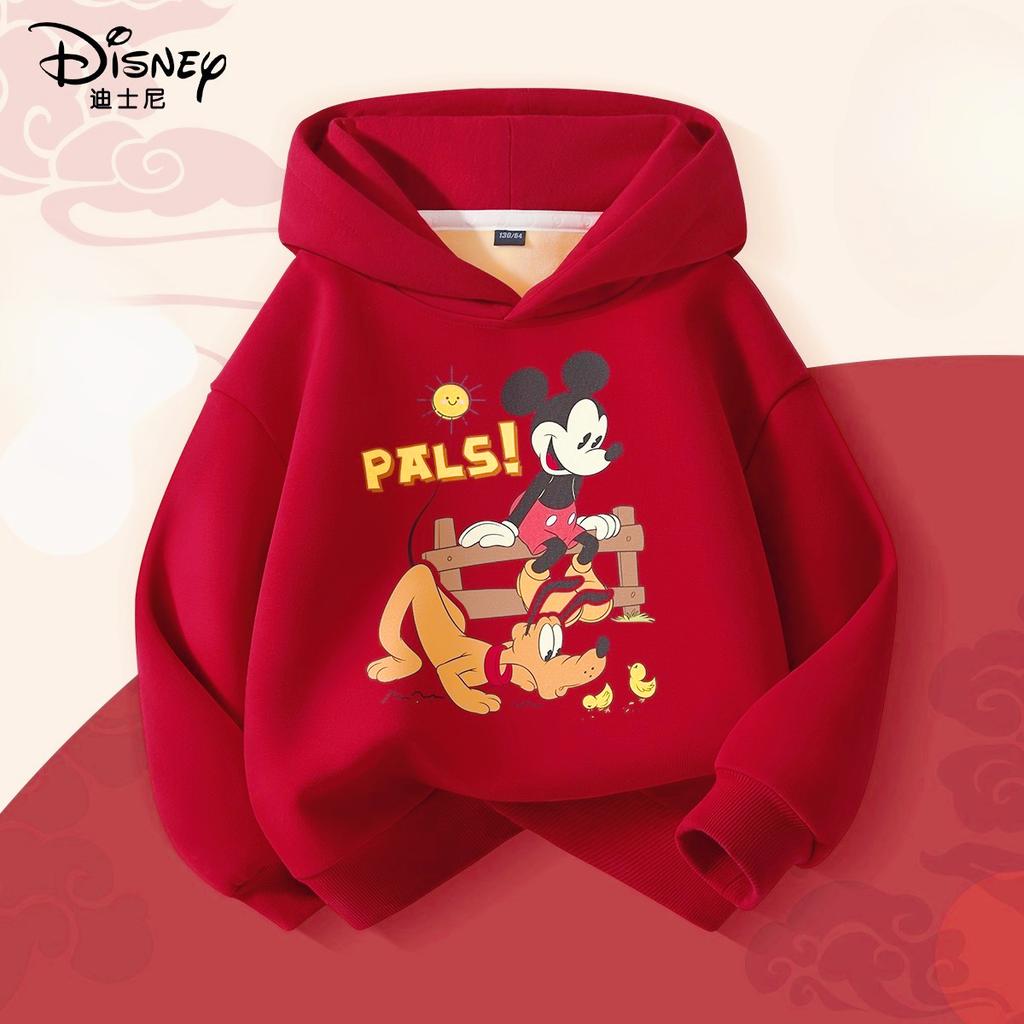Christmas Mickey Minnie Print Children Hooded Sweatshirt Boy Girl Autumn Winter Daily Outdoor Casual Warm Soft Sportswear