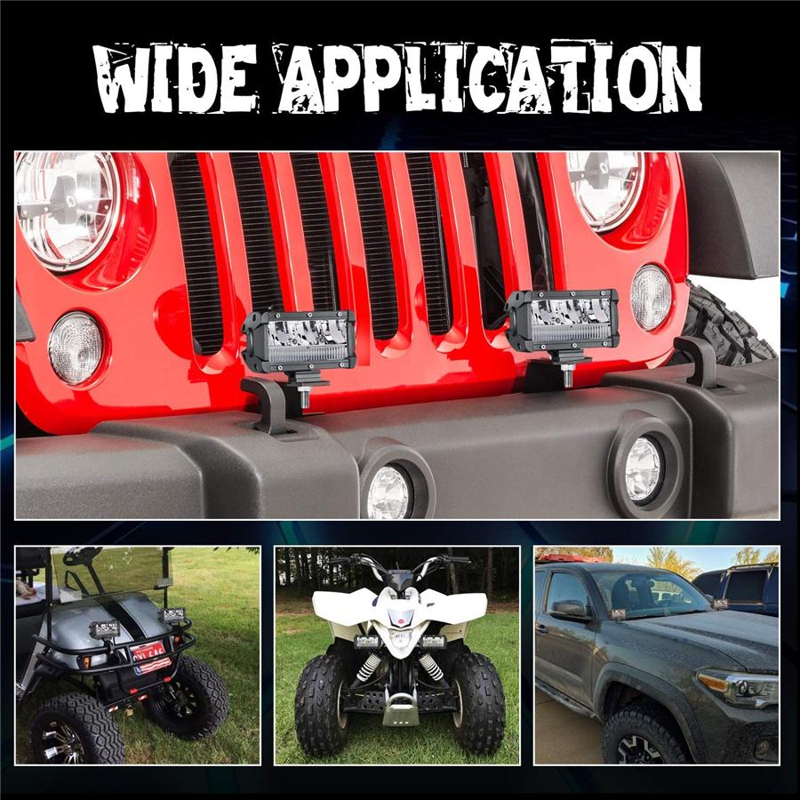 2Pcs 5 Inch 260W 26000LM LED Light Bar Spot Flood Combo Beam Off Road Driving Light LED Cubes LED Work Light Fog Lamps