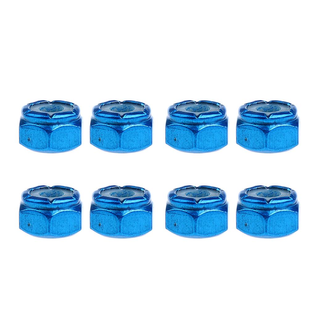 8pcs Carbon Steel Replace Skateboard Truck Hardware Set Longboard Screw Bolt , Blue