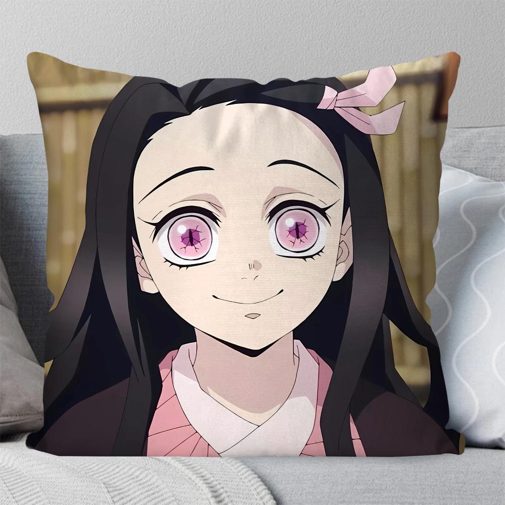 1Pc Nezuko Animation Demo Slayer Blade Pillow Case Square Pillow Bedroom Sofa Leisure Comfortcarlivingroom Home Decoration 40X40