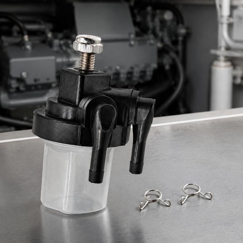 Boat Fuel System Filter Assembly With Clear Bowl, Two Hose Connections and Mounting Fastener for 9.9-90HP Routine Marine Engine Service Work Tasks