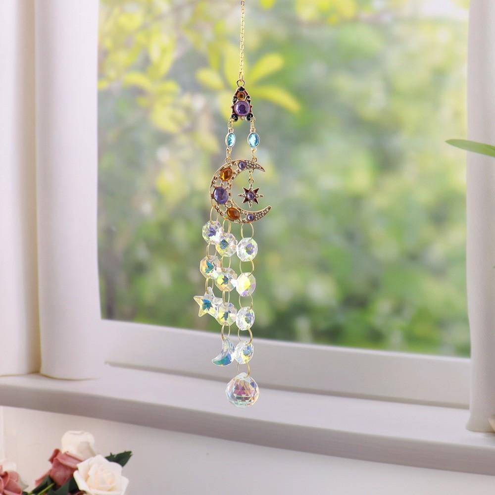 Decorative Agate Hanging Pendant With Colorful Diamonds Sun Butterfly Moon Star For Gift Giving And Holiday Decor