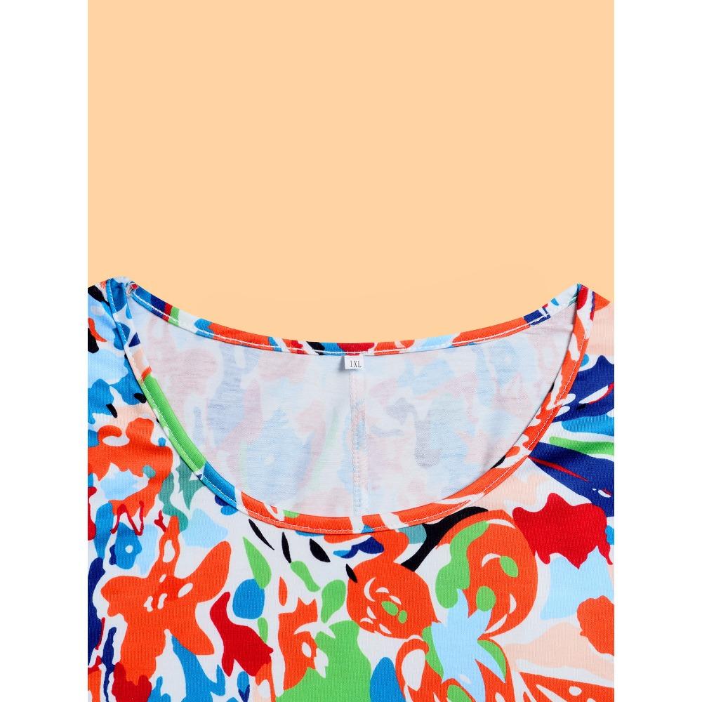 Ladies Long Dresses Women's Dresses New Fashion Printing Round Neck Sleeveless Dress XL-4XL Tops