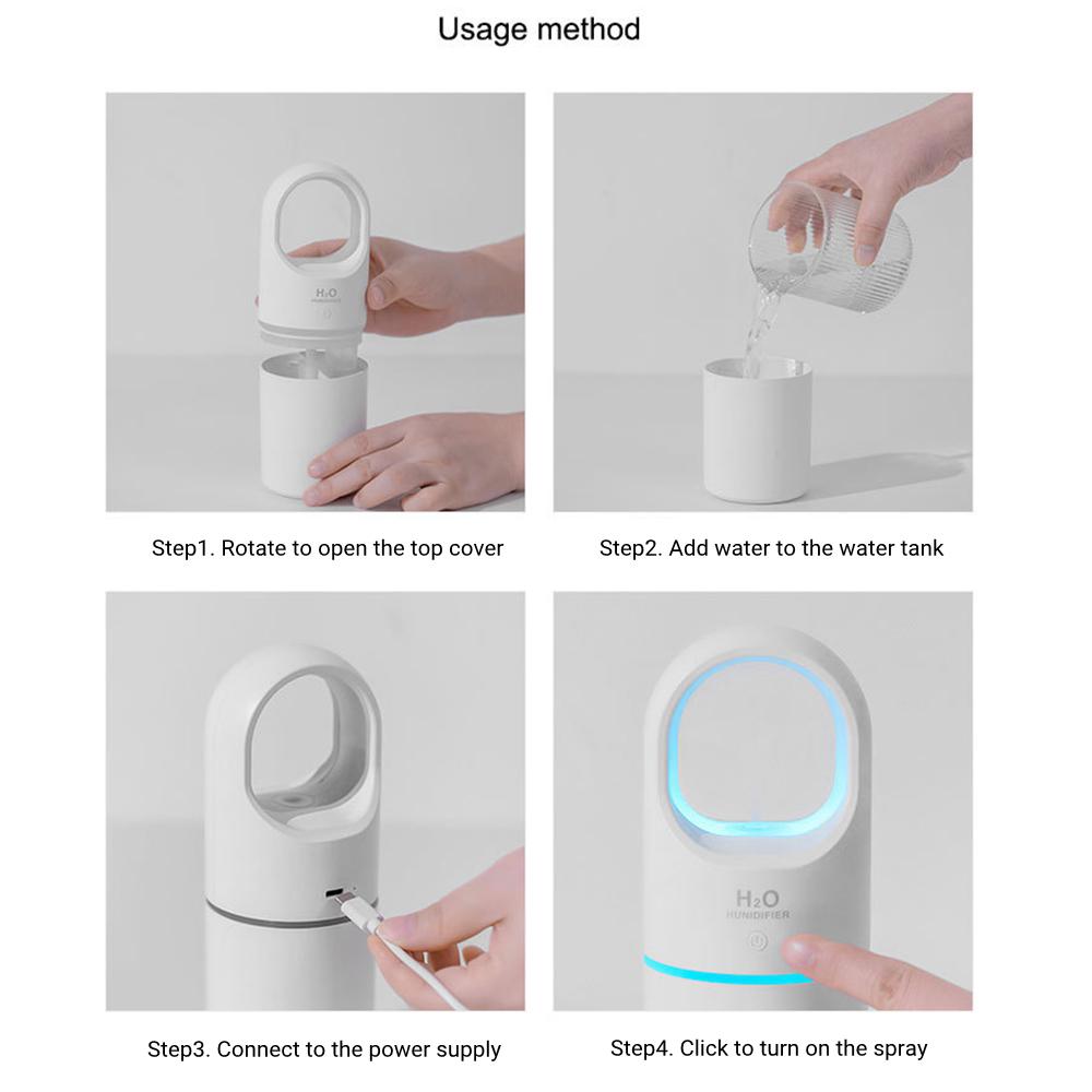 450ml Usb elektryczny ultradźwiękowy nawilżacz powietrza chłodnej mgły oczyszczacz z oświetleniem Led do pokoju domowego samochód Mini cichy zapach Humidificador