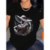 Elegant Pearl Lady Graphic T-Shirt Women’s Casual Crew Neck Short Sleeve Luxury Art Print Top