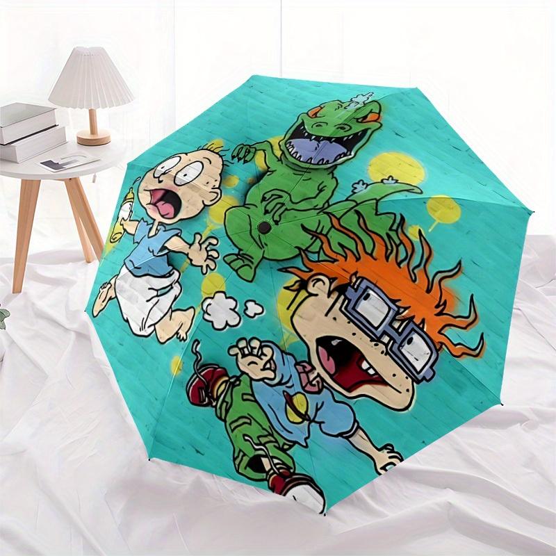 Rugrats Dino Automatic Open Umbrella Compact Foldable Design, Durable Fabric for Casual Travel Companion for Outdoor a0822044