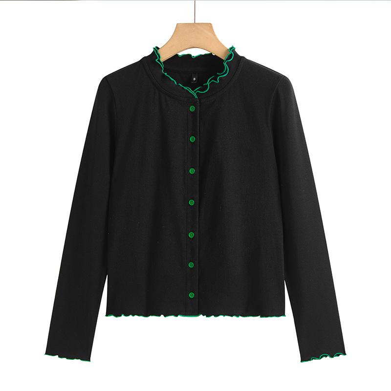 

Кардиган приталенного кроя в корейском стиле: Короткий пиджак на пуговицах для женщин Medium чёрный