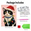 Christmas Pearl Painting Kit Handmade DIY Cute Cat In Santa Hat With Colorful Lights Home Decoration Painting
