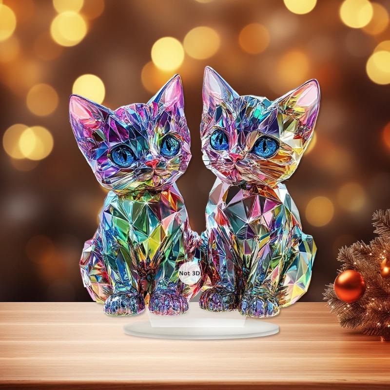 1 BUC Culoare Doi Pisoi Mobilier de Casă Sufragerie Birou Acril Colecție Ornament pentru Birou Ornament Cadou