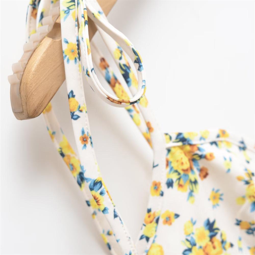 2025 Spring/Summer Slim-Fit Floral Bow Camisole Dress for Women