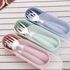 Stainless Steel Children's Tableware Set Spoon and Fork Anti-drop and Anti-scalding Kindergarten Portable Storage Box Household Tableware