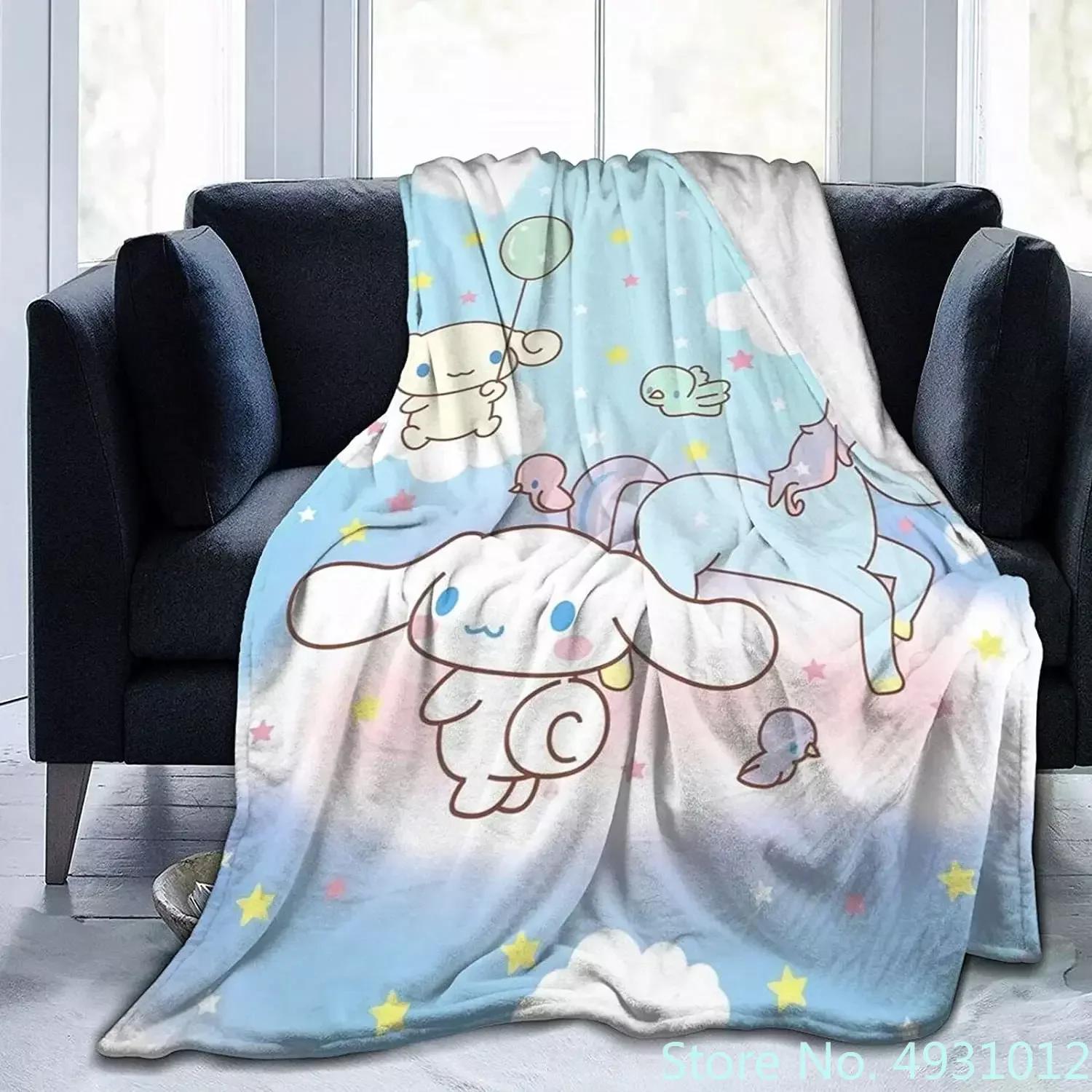 Anime Sanurgente Cinnamoroll Baby Blanket Throw for Bed Sofa Fleece Nap Blankets Boys Girls Children Kids Festival Gift 130x150cm