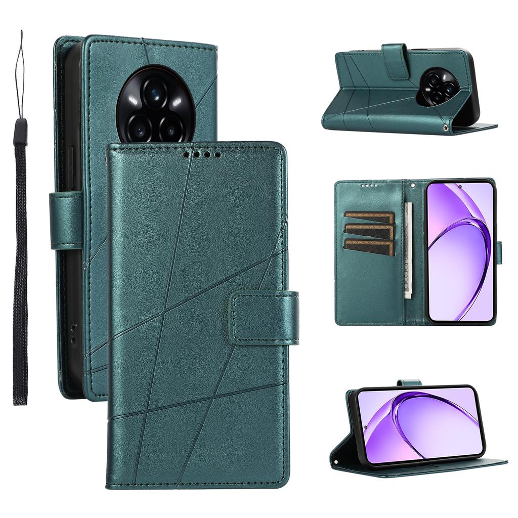 DF-06 For Realme 14 Pro+ 5G Phone Case Line Imprint Leather Wallet Cover