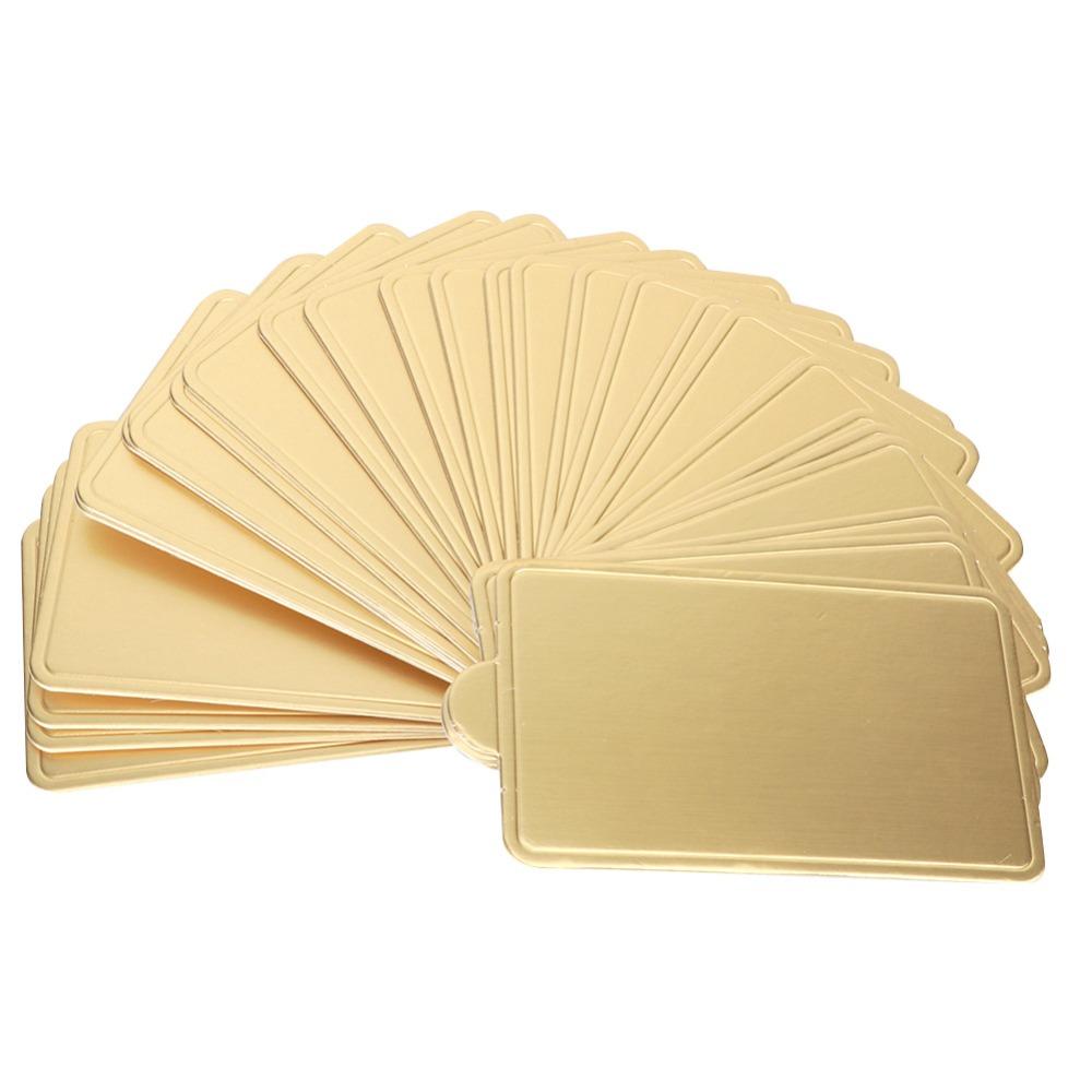 300pcs Portable Cardboard Mousse Cake Board Rectangular 100x60mm Mini Cake Base Glossy Gold Pastry Cake Board Cake Slices