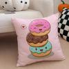 Food Lovers Cartoon Cute Donuts Art Cushion Cover Throw Pillow Cover Hidden Button Durable Polyester Chair Cushion