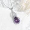 Luxury Double Layer Water Drop Pendant Necklace for Women - Multi-color, Full Diamond, European and American Design