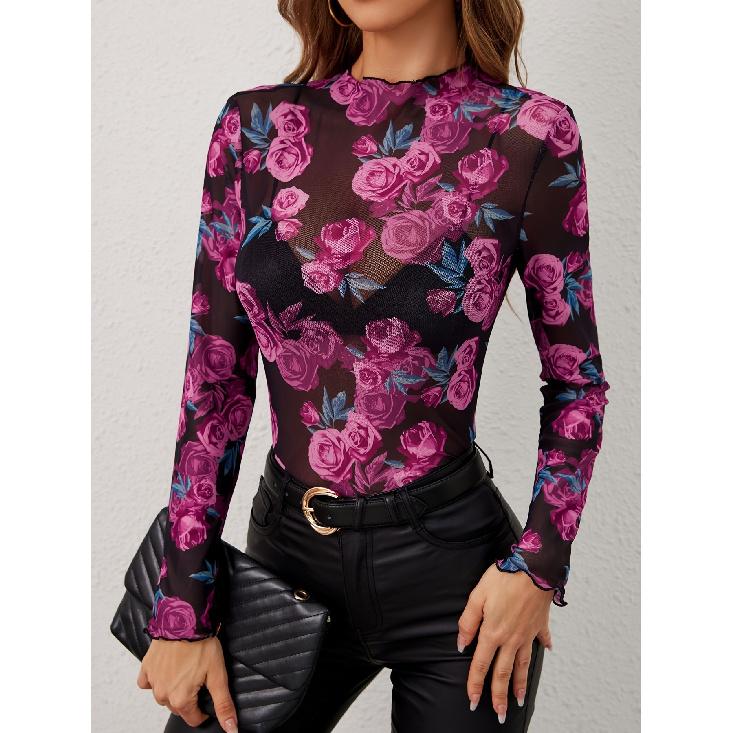 Frühling und Herbst Neue Damen Vielseitige Langarm Tägliche Business Pendler Elegante Komfort Sexy Bottom Shirt Top