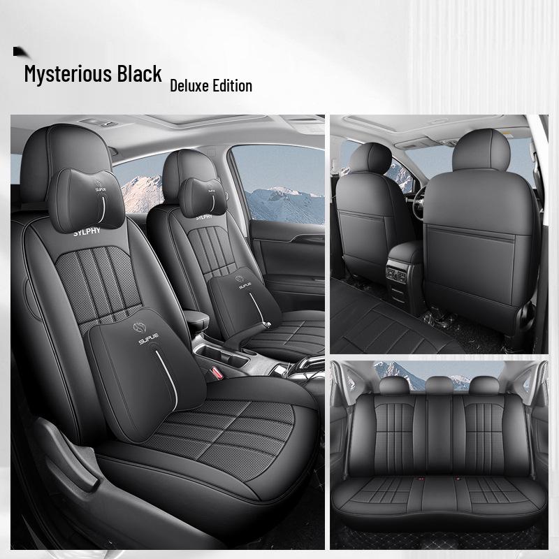 Classic Sylphy Leather Car Seat Cushion - Full Coverage All-Season Universal Cover