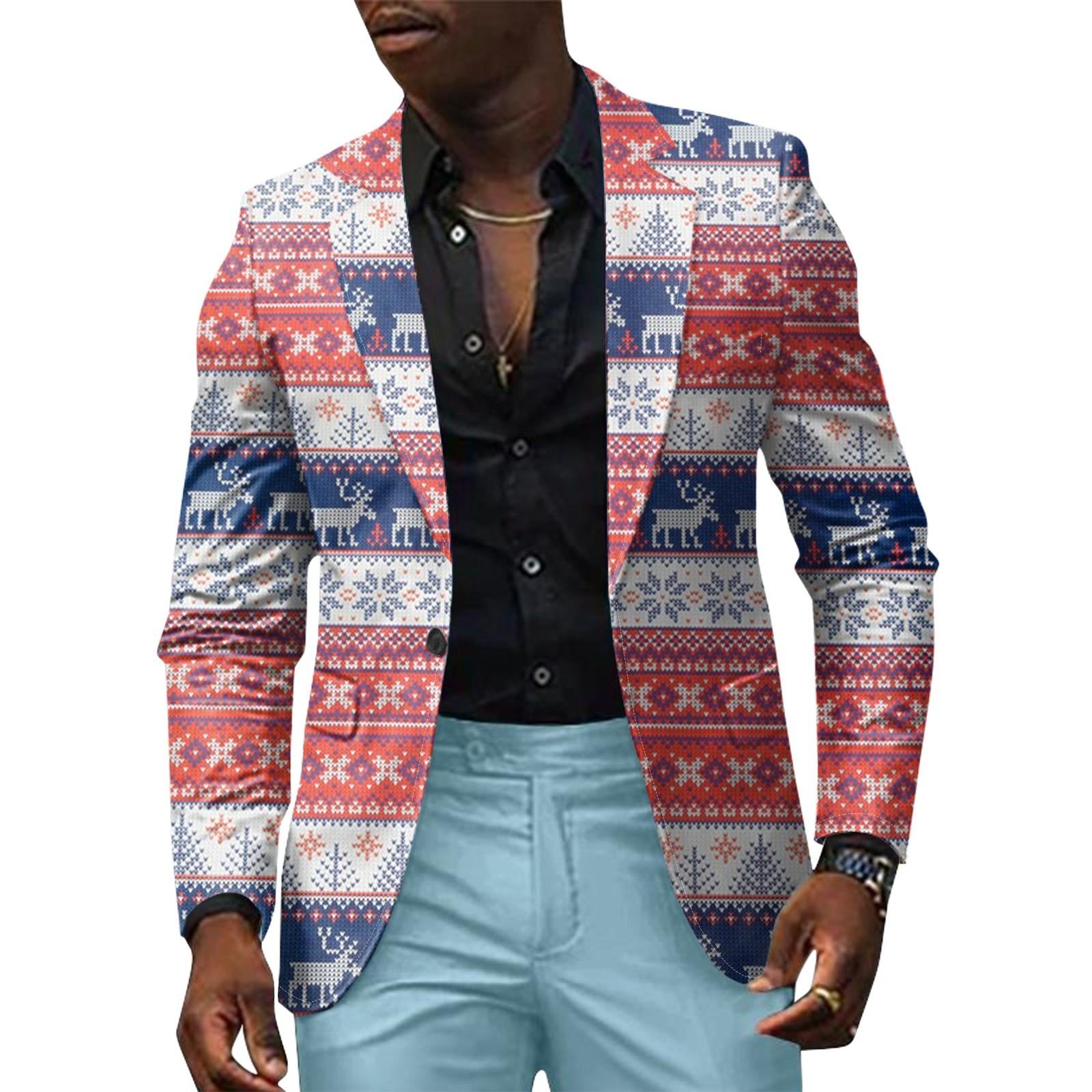 

Унисекс Зимние рождественские принты Пиджаки Унисекс Повседневная мода Куртки на пуговицах XL белый