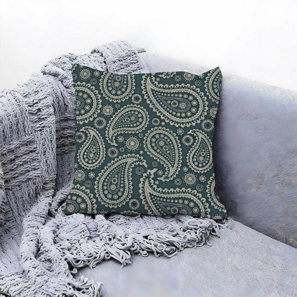 Classic Paisley Pattern Print Cushion Cover Premium Comfort Reversible Pillow Cove In One Design for Any Room Car Interior