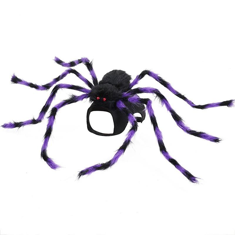 Halloween Pet Costume Spider Transformation Outfit Dogs Cats Universal Size S M L Gray Brown Black Purple