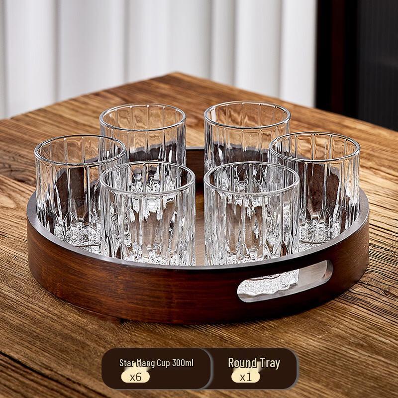 Handton Starburst Glass Cup Set with Tray