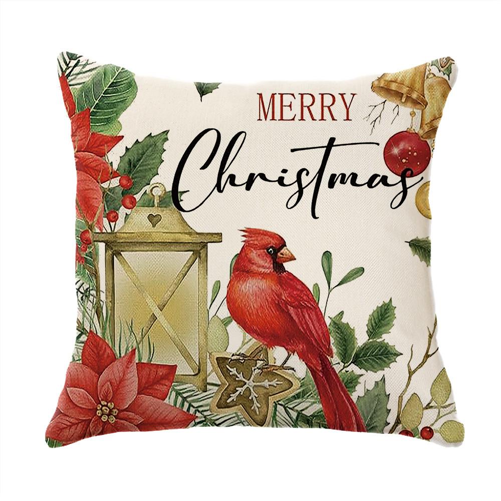 Christmas Theme Printed Sofa Pillow Case Christmas Atmosphere Decoration Bay Window Cushion