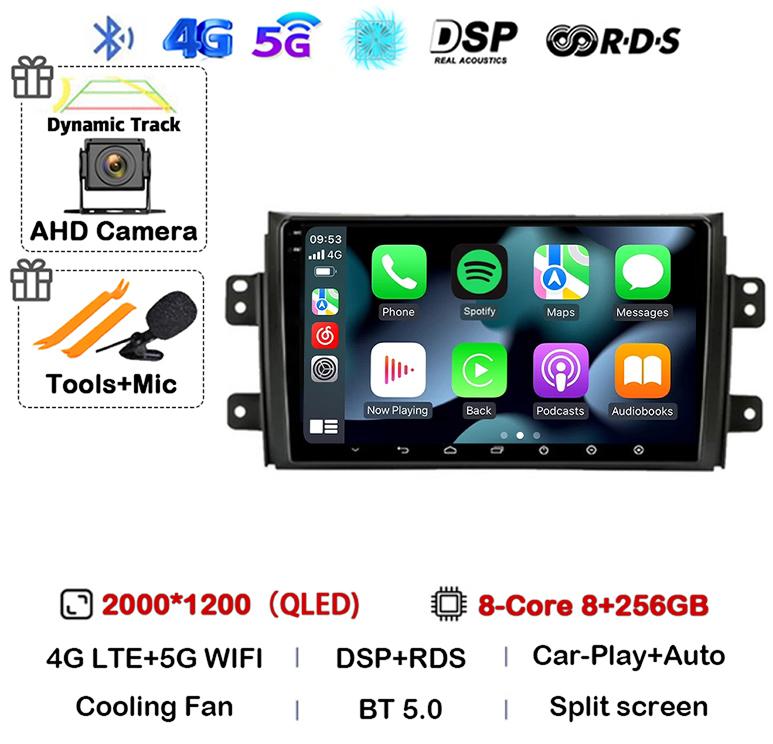 Android 14 Carplay Car Radio Navigation For Suzuki SX4 2006-2014 Fiat Sedici 2005-2014 Multimedia Video Player Audio 2din Stereo