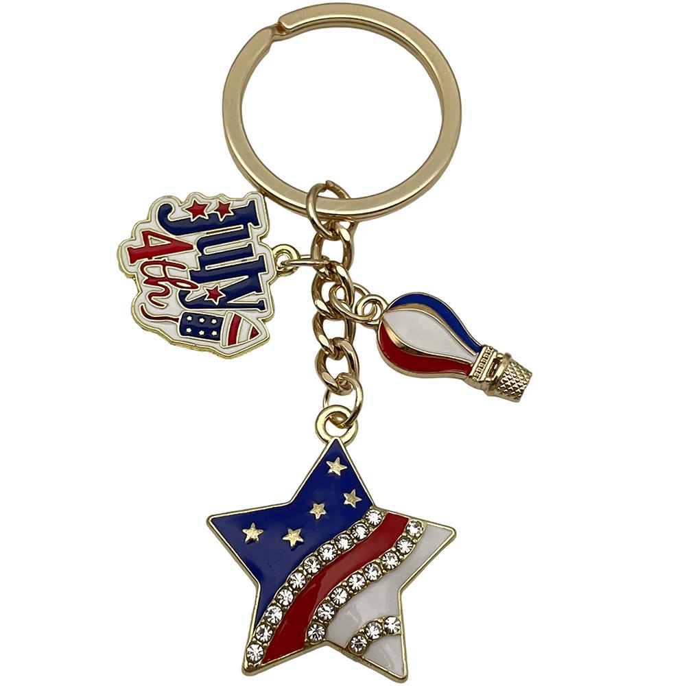 Independence Day Flag Heart & Star Earrings Keychain Pendant