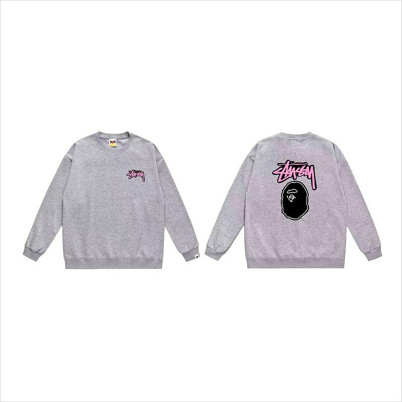 Unisex lässiger übergroßer Rundhals-Pullover mit Schriftzug-Print leichter Baumwoll-Hoodie
